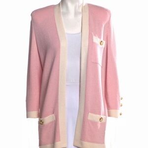 St. John Pink and Cream Cardigan